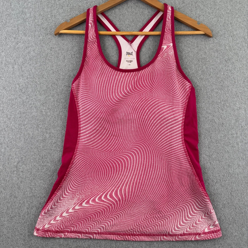 Everlast Tank Top Womens Large Pink Racerback Built-in Bra Geometric Activewear